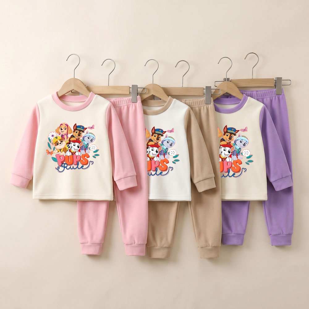 Thermal Long John - ชุดนอนลำลองสำหรับเด็กหญิงและเด็กชาย ฤดูใบไม้ร่วง-ฤดูหนาว ผ้ากำมะหยี่ขนแกะ ชุดเสื้อผ้าสำหรับอยู่บ้านที่อบอุ่น ชุดเสื้อแขนยาวและกางเกง ชุดนอนใหม่