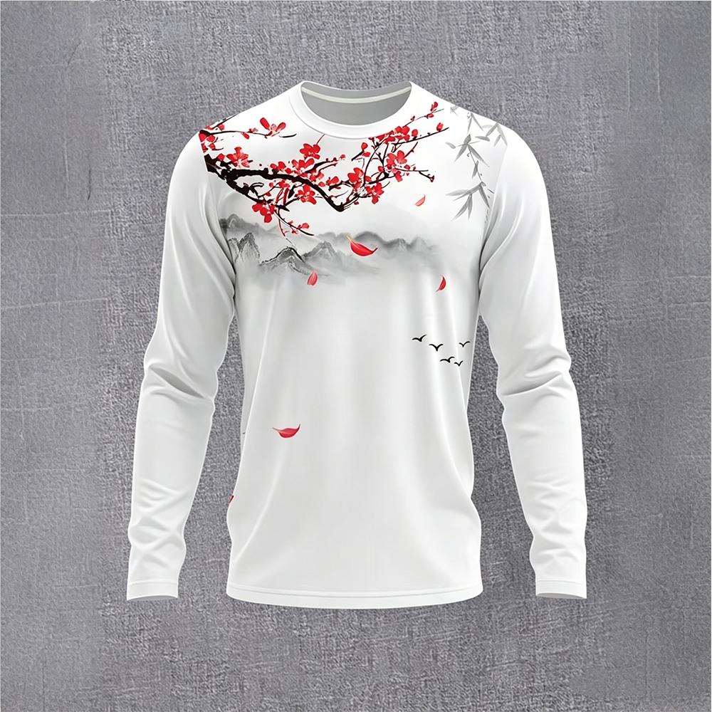 เสื้อยืดแขนยาวลายดอกพลัมสไตล์จ - Base Layer Top บทวิจารณ์และราคา